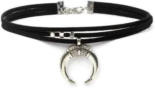 Vista 8 de FMR Gargantilla de luna creciente para mujer, collar de luna, collar de terciopelo negro, collar vintage de múltiples capas, collar con colgante