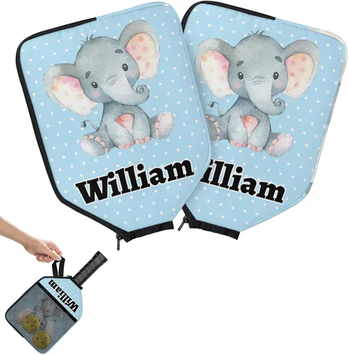 Vista 18 de Funda de paleta de pickleball personalizable, 1/2 paquetes de texto personalizado, nombre y foto, ajuste universal para hombres y mujeres