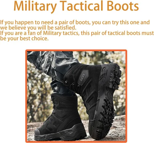Vista 4 de Kervaky Botas tácticas para hombre, botas militares, botas de trabajo, botas de desierto, botas duraderas, botas de senderismo, botas de combate