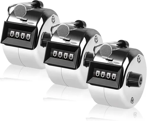 Vista 8 de Contador de 4 Dígitos, Clicker de Mano, Contadores de Metal con Clicker para Pitch, para Contar, Tejer, Entrenar, Golf, Vueltas, Pesca