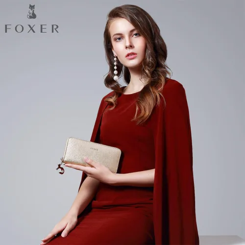 Vista 7 de FOXER - Billetera de piel para mujer, con dos divisiones, tarjetero y correa para la muñeca