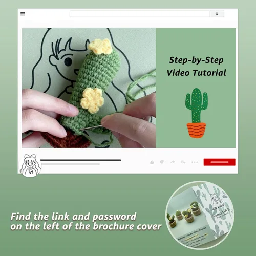 Vista 5 de Lily's Lyric Kit de ganchillo y manualidades Cactus Love Tutorial en video paso a paso para adultos adolescentes Idea de regalo