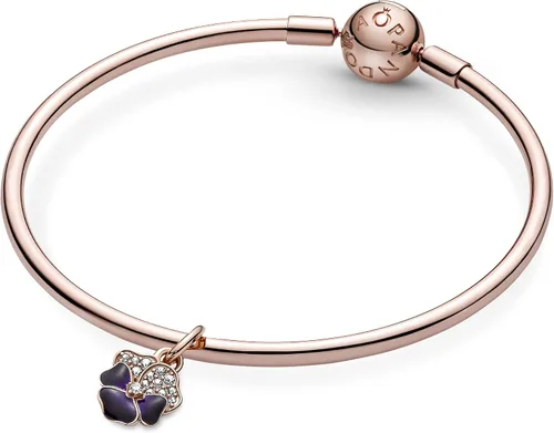 Vista 5 de Pandora 780776C01 - Abalorio colgante de flor de panadería morado profundo Plata de ley circonita
