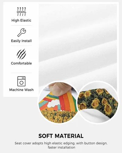 Vista 6 de Fundas coloridas para sillas de oficina con diseño de arco iris, 2 piezas, suave, decorativo, protector para silla de escritorio, protector