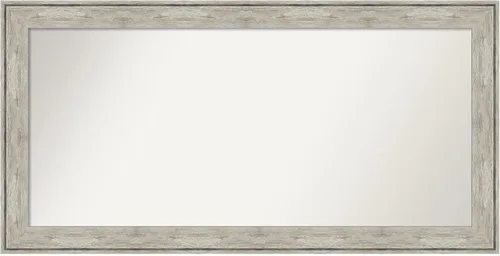 Vista 526 de Amanti Art Espejo de baño plateado para sobre el fregadero, 28 x 37 pulgadas, elegante espejo rectangular de peltre cepillado, marco de madera