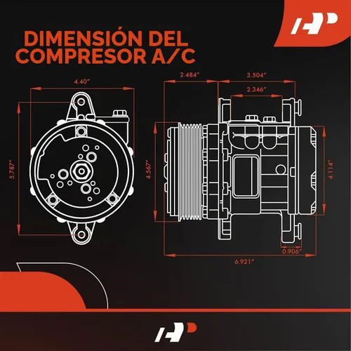 Vista 2 de A-Premium Compatible con Sanden SD-7 Mini 6PK Estilo, Compresor Universal de Aire Acondicionado con Embrague, Correa Serpentina de 6 Ranuras