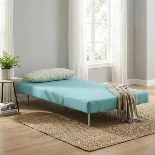 Vista 10 de Cortesi Home Savion Futón convertible con silla decorativa, color azul aguamarina