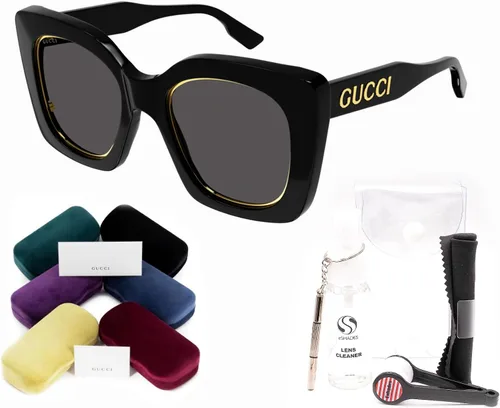 Vista 2 de Gucci GG1151S - Gafas de sol con forma de ojo de gato + paquete con kit de gafas de lujo eSHADES, Negro