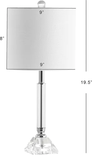 Vista 4 de JONATHAN Y Juego de 2 lámparas de mesa de cristal transparente de 19.5 pulgadas para dormitorio, modernas lámparas de mesita de noche cromadas