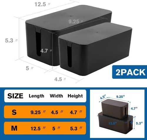 Vista 3 de Organizador de caja de gestión de cables, paquete de 2 correctores de alambre para cubrir ocultar protector de sobretensiones y regleta