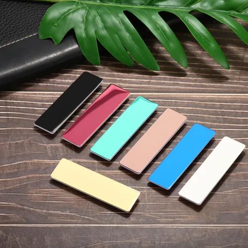 Vista 5 de PATIKIL 2.73 x 0.78 pulgadas, 10 etiquetas de metal para nombre, esquinas redondas con alfiler, etiqueta de nombre personalizada para oficina, Negro