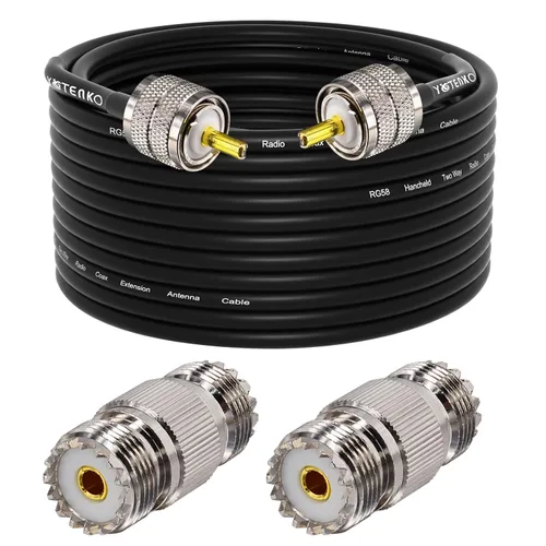 Vista 9 de Cable de puente PL259 de 1 pie - Cable coaxial RG58 de 15 pulgadas corto 50 ohmios coaxial para medidor SWR radio de radioaficionado radio CB