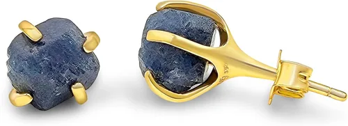 Vista 63 de Aretes de piedra preciosa natural en bruto con oro amarillo sobre plata de ley 925, 6 a 0.276 in, regalo de piedra de nacimiento de calidad genuina