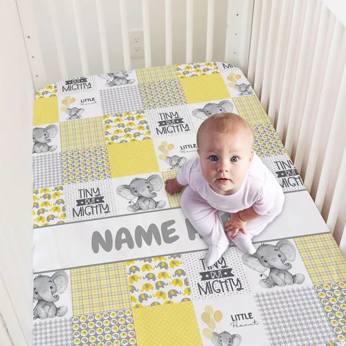 Vista 7 de Sábanas personalizadas para cuna de bebé con nombre, sábanas ajustadas para cuna de bate de béisbol personalizadas para bebés, juegos de ropa