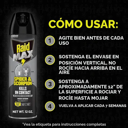 Vista 6 de Raid Max exterminador de arañas y escorpiones de 12 onzas