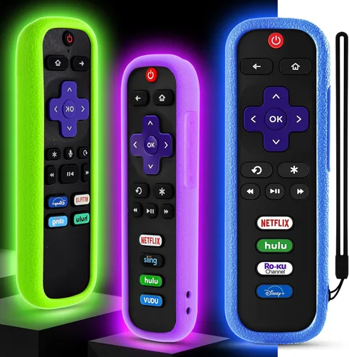 Vista 5 de Wevove - Juego de 3 fundas para control remoto Roku, compatible con TCL Roku Smart TV Steaming Remote, controlador protector de silicona, funda