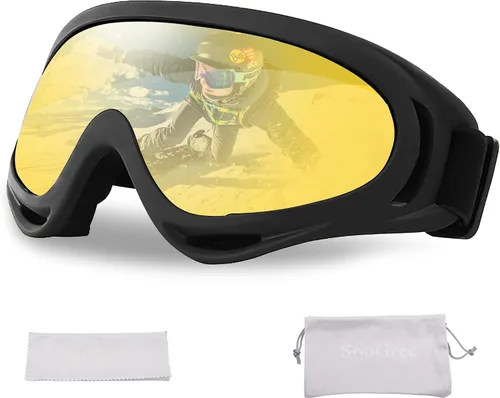 Vista 15 de SooGree Gafas de esquí para Hombres Mujeres Niños Jóvenes Niños o Niñas Gafas de nieve para snowboard Gafas de esquí resistentes al viento y al