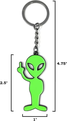 Vista 5 de Llavero de Alien Naughty Alien Llavero con dedo medio para cremalleras, bolso, bolso, llaves, embrague o mochila Divertido llavero novedoso