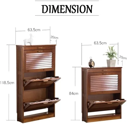 Vista 3 de Zapatero organizador de muebles de 2 cajones, gabinete de almacenamiento para pies, unidad organizadora de almacenamiento para el hogar, zapatero