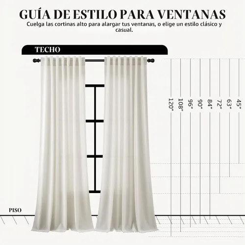 Vista 9 de Hokibero Cortinas de lino natural de 96 pulgadas de largo para sala