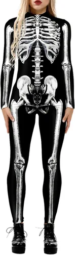 Vista 9 de Disfraz de Halloween para mujer, diseño de calavera con estampado 3D, diseño de calavera Multicolor