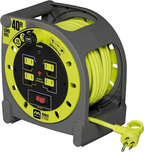 Vista 7 de Masterplug OMA601114G4SL-US - Carrete de cable de 60 pies, 60 pies, color verde lima, surtido