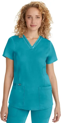 Vista 12 de Healing Hands Camiseta médica para mujer con 3 bolsillos y fácil cuidado, tela elástica de 2 vías 2278 Negro