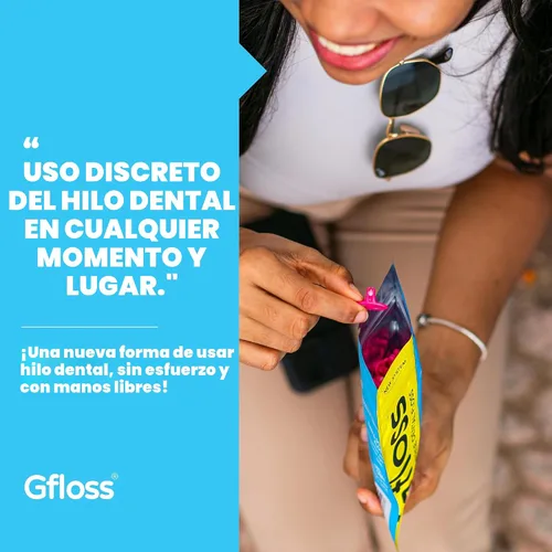 Vista 4 de Gfloss Hilo dental manos libres, 40 unidades, limpiadores dentales fáciles de usar y discretos para adultos, hilo dental de viaje, hilo dental fino