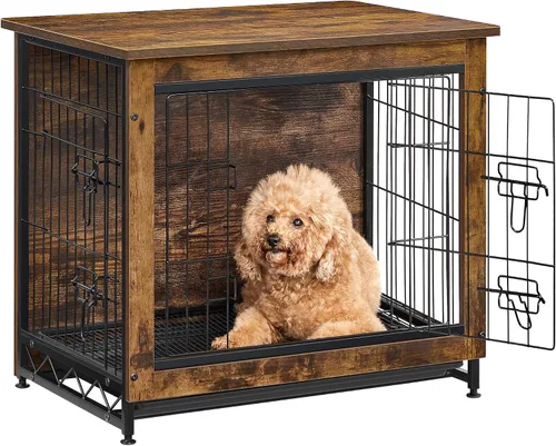 Vista 13 de Feandrea Mueble de Jaula para Perros, Mesa Auxiliar Lateral de 27.2 Pulgadas, Perrera Moderna para Perros en Interior hasta 30 lb, Jaula para Perros