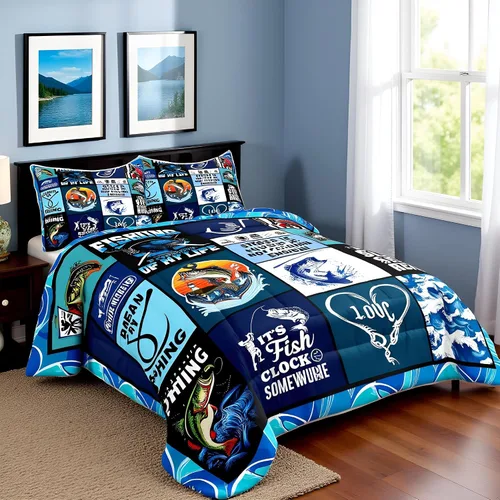 Vista 61 de Juego de edredón Lake Home Camper tamaño King, juego de ropa de cama náutica con ancla para niños, niñas, niños, adultos, decoración de dormitorio