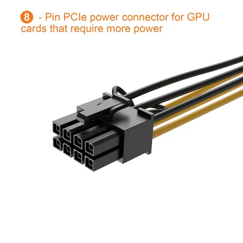 Vista 4 de CableCreation Cable adaptador de alimentación PCIe Express de 6 pines a 8 pines, paquete de 2, 4 pulgadas / 3.9 in