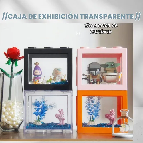 Vista 3 de Pequeño tanque de peces Betta, mini tanque apilable de pecera, kit de tanque de acuario rectangular de 3/5 galones con decoración de grava de Marco