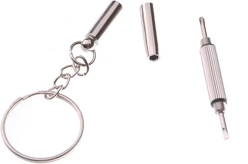 Vista 4 de Pokinge 5 unids 3 en 1 mini destornillador de reparación llavero destornillador de metal mano herramienta kit para gafas de sol teléfonos móviles