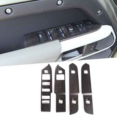 Vista 10 de Cubierta de plástico ABS para interruptor de elevación de ventana interior de automóvil para Land Rover Defender 110 2020 (negro brillante)