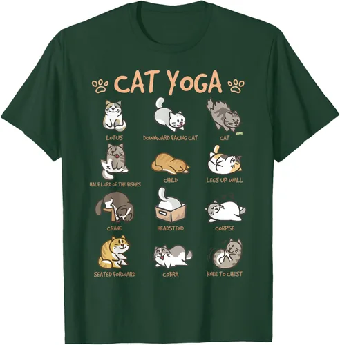 Vista 72 de Cat Yoga Poses Cats Practicing Mindfulness Meditación Kitten - Camiseta, Negro, S