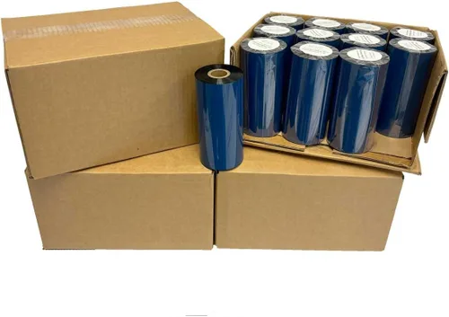 Vista 25 de Wolfbarco 1 Roll 1.57" x 1476' 40mm x 450m Premium Resin-Enhanced Wax Ribbon, Black Barcode Thermal Transfer Ribbon 1" Core Coated Ink Outside (CSO)