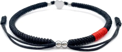 Vista 5 de LAMIBEE Initial Letter Bracelet, Protection and Lucky String Bracelet, Black Red Bracelet with Inspirational Card, Heart Link Bracelet for Men