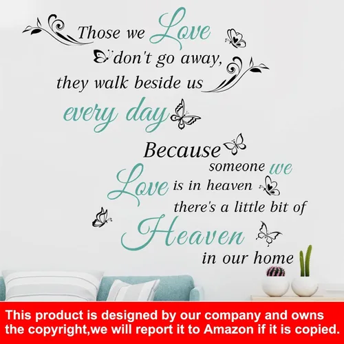 Vista 3 de Calcomanías de pared con texto en inglés «Someone We Love is in Heaven» – Letras autoadhesivas, calcomanías de pared de memoria – inspirador