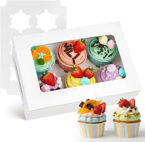 Vista 8 de VGOODALL 6 cajas blancas para cupcakes, 15 contenedores para cupcakes blanco-1