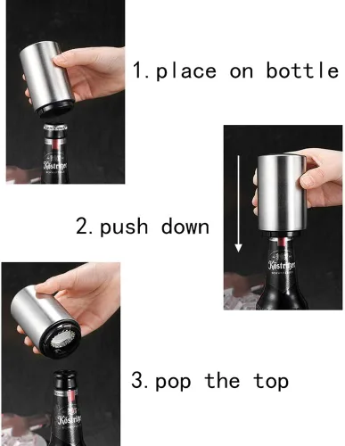 Vista 2 de Wekioger Abrebotellas de cerveza magnético de acero inoxidable de 4 piezas con captador automático