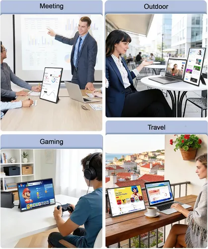 Vista 7 de Extensor de pantalla para portátil de 16", monitor portátil IPS Negro