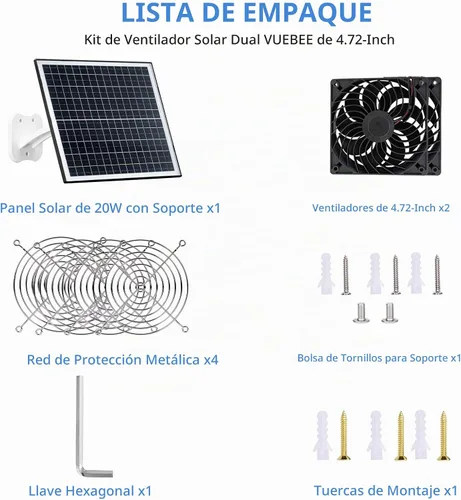 Vista 6 de FUTUREZEN Kit de ventilador de panel solar 2, ventilador solar de 20 W para gallineros, invernaderos, cobertizos, ventiladores de escape solares