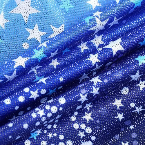 Vista 4 de Belovance Leotardos para niñas, gimnasia, ballet, baile, manga larga, brillante, sirena, mariposa, azul, rosa, Azul, verde