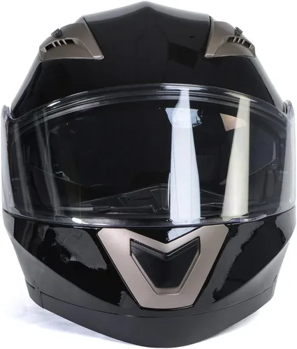 Vista 9 de Milwaukee Helmets MPH9806DOT Ionized Gloss Black Advanced Motorcycle Modular Helmet Biker w/ Drop Down Visor