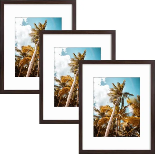 Vista 86 de Frametory, Marco de fotos de 11 x 14 pulgadas con paspartú para fotos de 8 x 10 pulgadas, moldeado ancho de vidrio de alta definición, accesorios