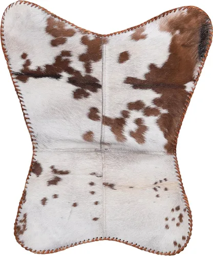 Vista 4 de cuero Silla de mariposa de cuero hecha a mano para sala de estar, silla de cuero cosido a mano mariposa (blanco bronceado)