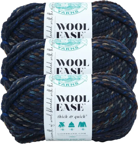 Vista 79 de Lion Brand Yarn - Ovillo de lana Wool-Ease Thick & Quick color fuerza aérea Super Bulky Wool Acrylic Blend Fiber for Soft Hats, Sweaters, Chunky