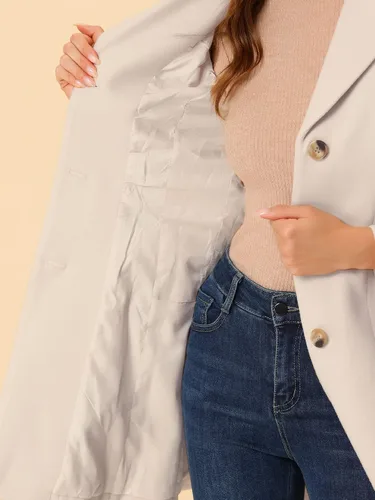 Vista 5 de Allegra K Abrigos de invierno largos con solapa y un solo pecho para mujer