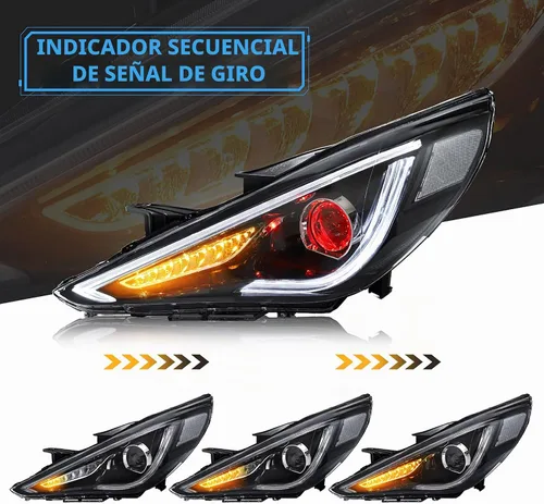Vista 2 de VLAND Faros delanteros LED de proyector compatibles con Hyundai Sonata 2011-2014 (no compatible con híbridos y modelos sin nivelación automática)
