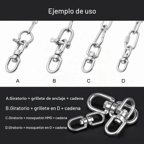 Vista 5 de AMYSPORTS Anillo de ojo giratorio de acero inoxidable pesado Conector de ojo giratorio de doble extremo ojo giratorio marino SUS316 Loop Dia 0.197